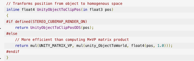 Unity object to clip pos Unity object to clip pos