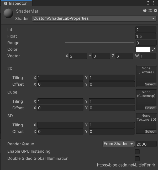 Shader属性显示效果
