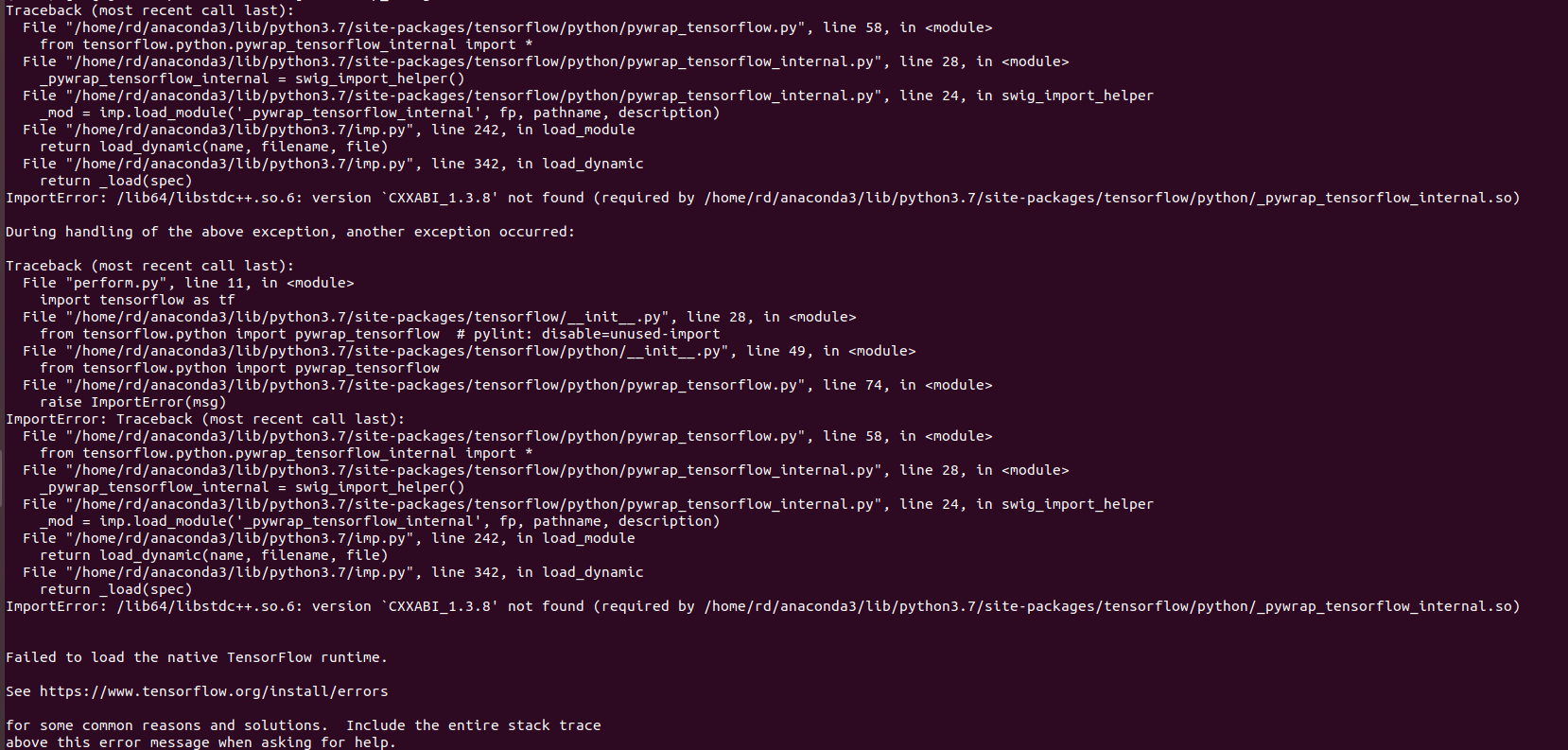 ImportError /lib64/libm.so.6 version `GLIBC_2.23‘ not found_anaconda