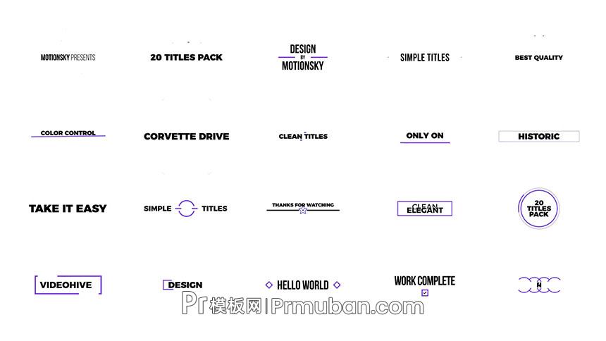 免费PR模板20个Premiere简单标题文字动画PR模板_AE模板/PR模板/FCPX 