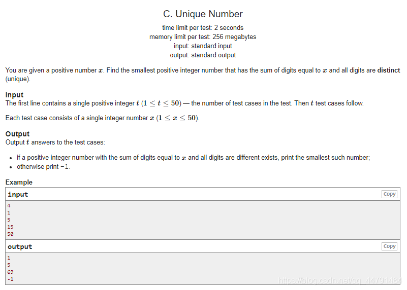 codeforces 1462 C Unique Number