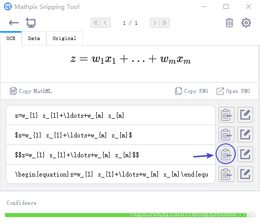 Ejemplo de reconocimiento de fórmulas Mathpix