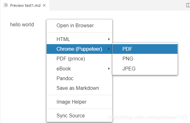 Select the document conversion method in the preview view