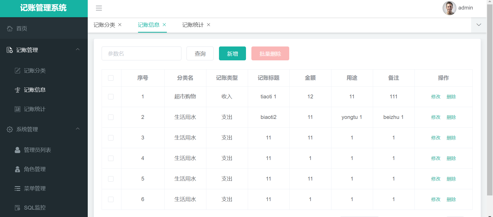 基于javaweb个人记账管理系统设计与实现（项目源码+论文+毕业设计任务书）
