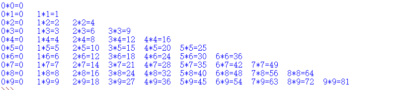优化九九乘法表