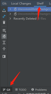 打开git，然后点shelf