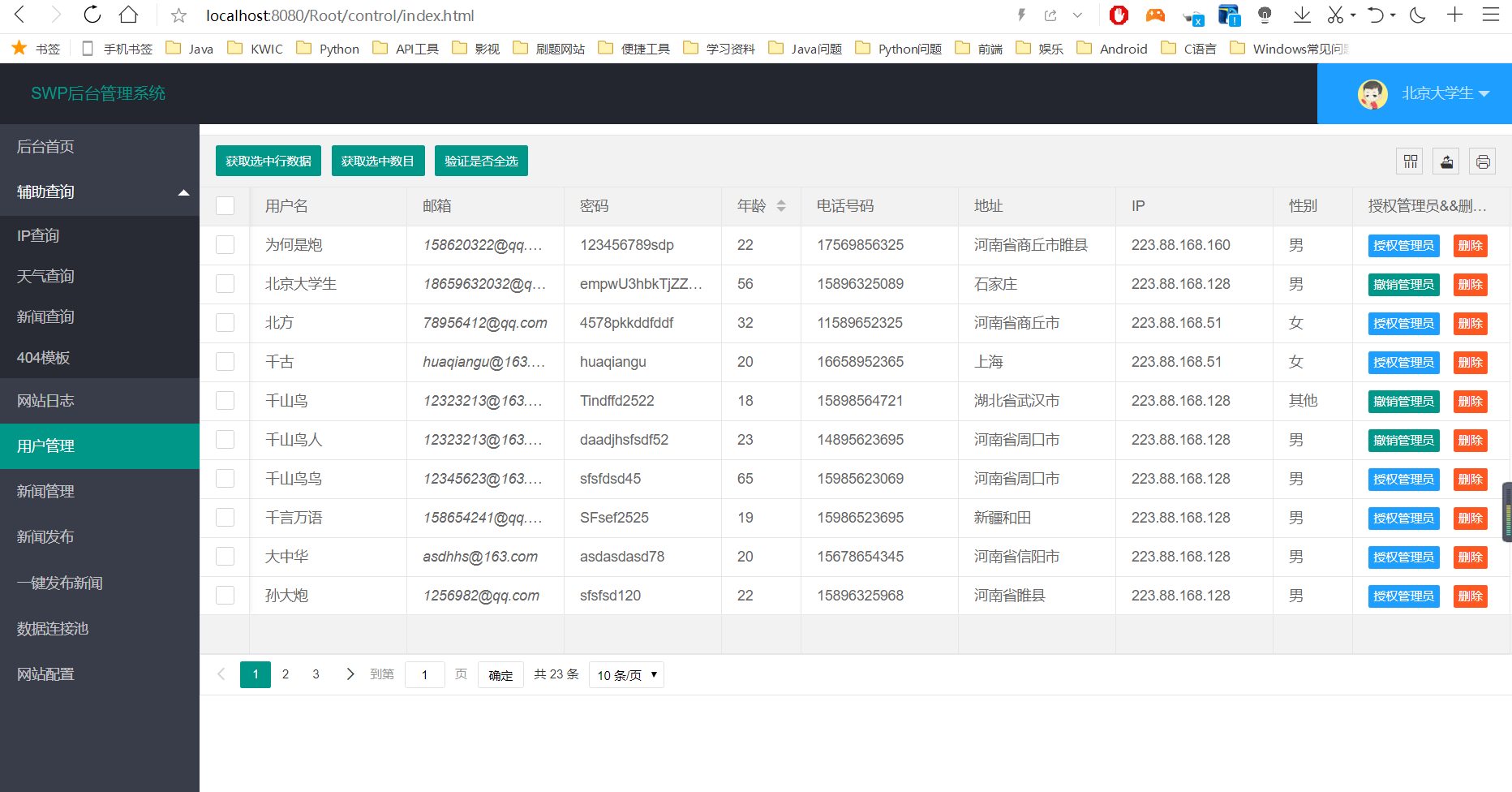 javaweb layui新闻管理系统