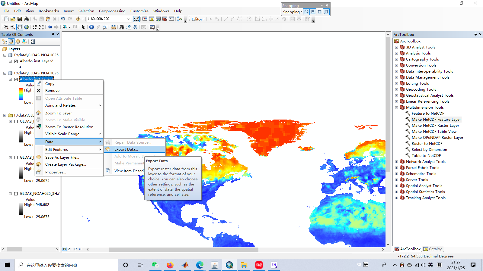 make netcdf raster layer iterator arc