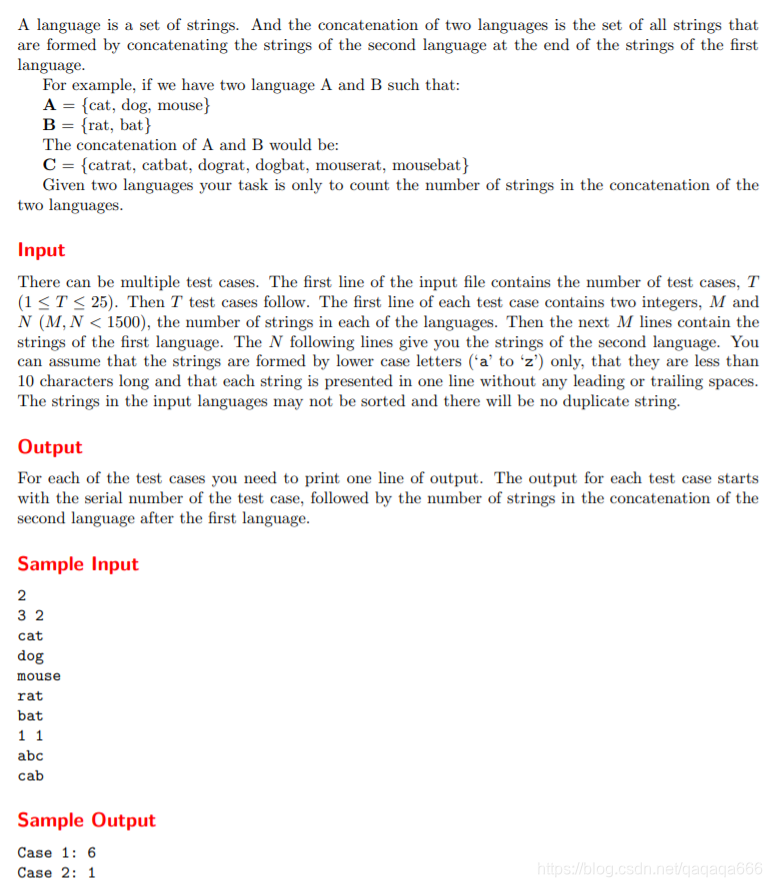 UVA 10887 Concatenation of Languages