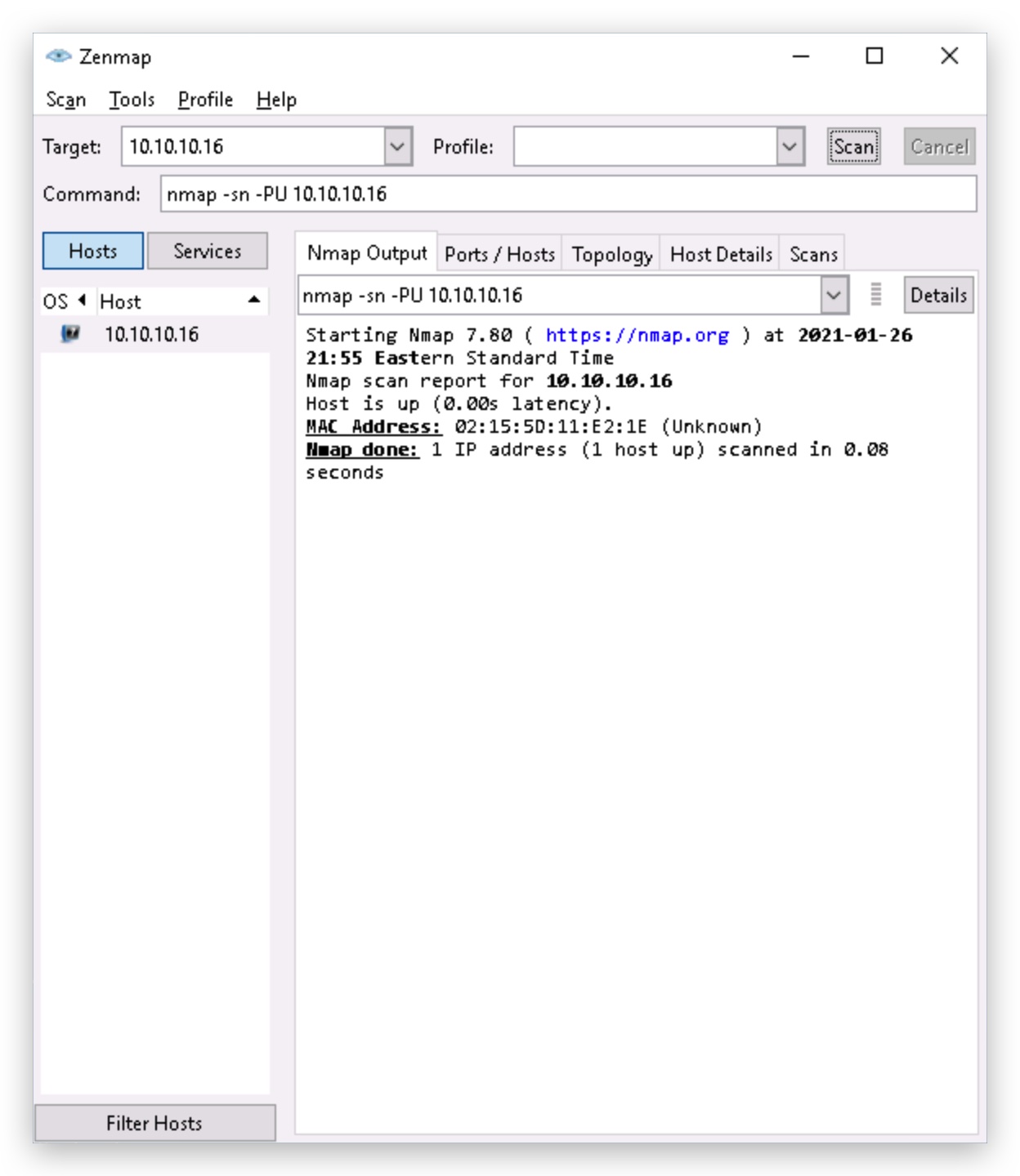 zenmap is showing the port adapters as closed