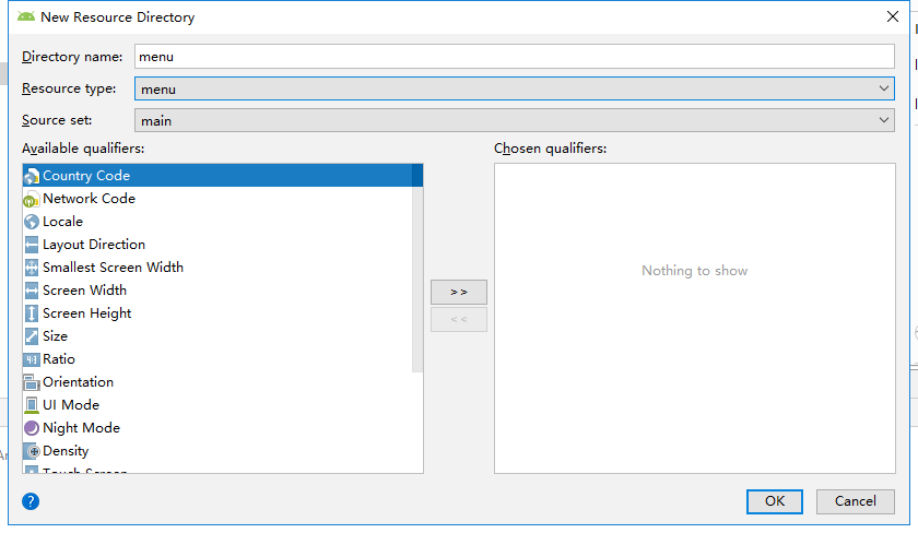 resource type选择menu