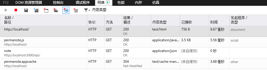 IE浏览器网络请求