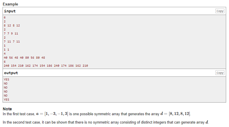 codeforces 1478 C Nezzar and Symmetric Array