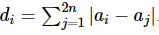 di=∑2nj=1|ai−aj|.