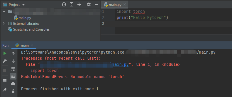 问题解决：Pycharm 安装Pytorch，报错No Module Named 'Torch'_No Module Named  'Pytorch_薄饼薄的博客-Csdn博客