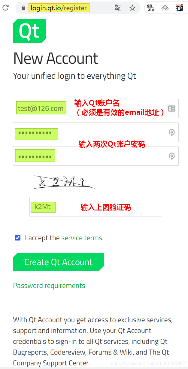 Create Qt Account