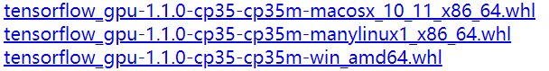 tensorflow-gpu-1.1.0对应python3.5的安装镜像