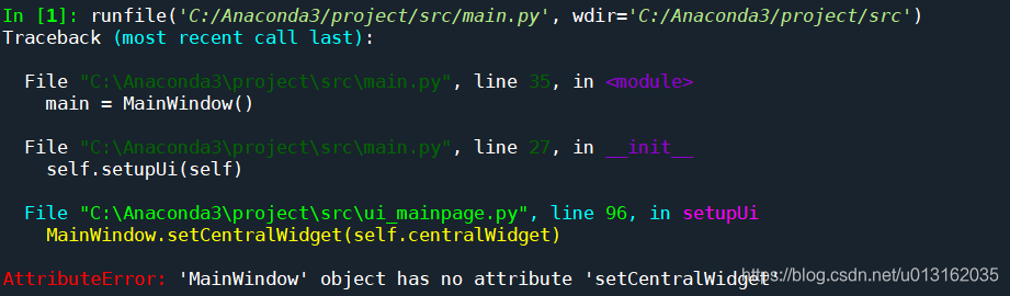 《Python开发 - Python疑难杂症》PyQt5报错【AttributeError ‘MainWindow‘ object has ...