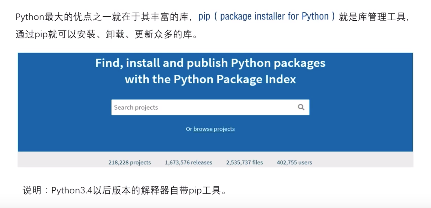 我们去买车，车上所有的零件并不都是车厂生产的，可能是轮胎来自A公司，方向盘来自B公司，马达来自C公司，车厂用相关技术负责组装起来。我们写代码时，有一些代码模块是大家都会经常用到的，所以为了省事，已经集合成了库，我们只需要用python语法写好连接部分，引入这些库。