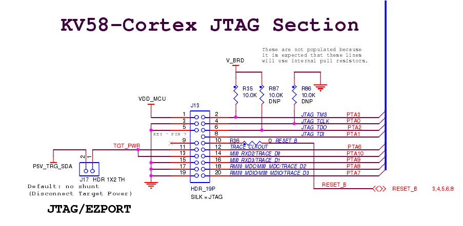 kinetis系列kv58处理器的jlink调试连接说明jtagjlink