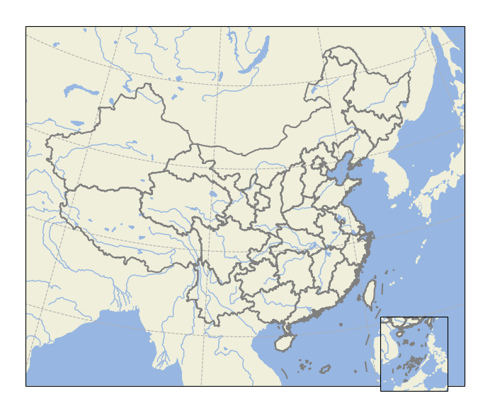 小白学习cartopy画地图的第一天（中国行政区域图，含南海）