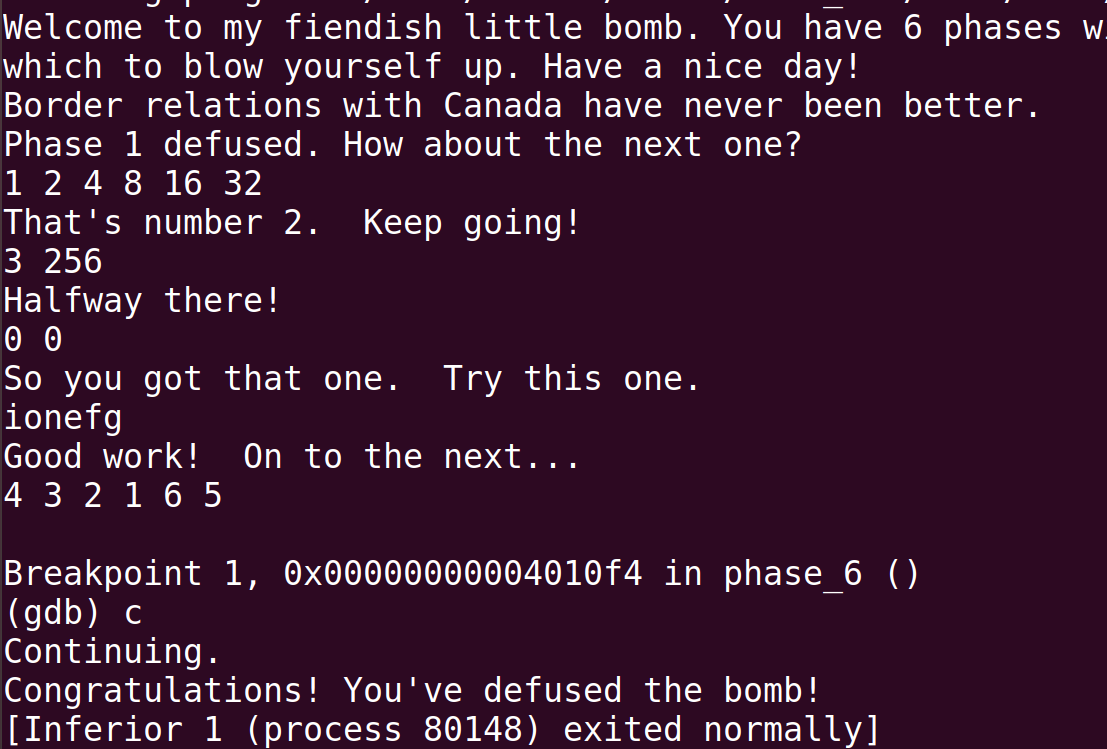 CSAPP实验二——bomb lab实验