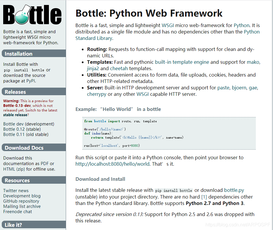 Bottle web framework