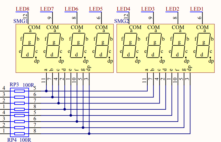 数码管通常有两种不同的接法,共阴极和共阳极,共阴极顾名思义就是讲八