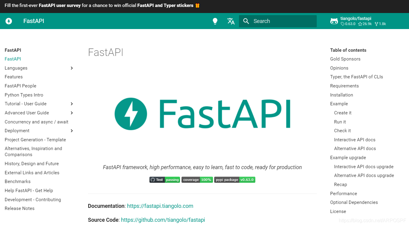 FastAPI web framework