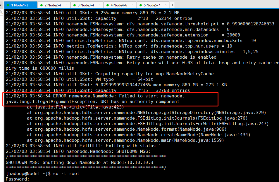 hdfs namenode format 报错 Failed to start namenode. Encountered