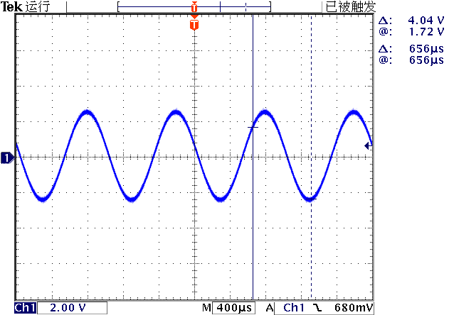 ▲ 输出模式：高阻，信号的峰峰值设置为5V的波形