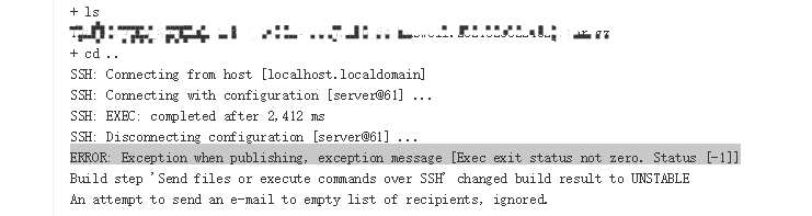 jenkins持续构建报错ERROR: Exception when publishing, exception message [Exec exit status not zero. Status