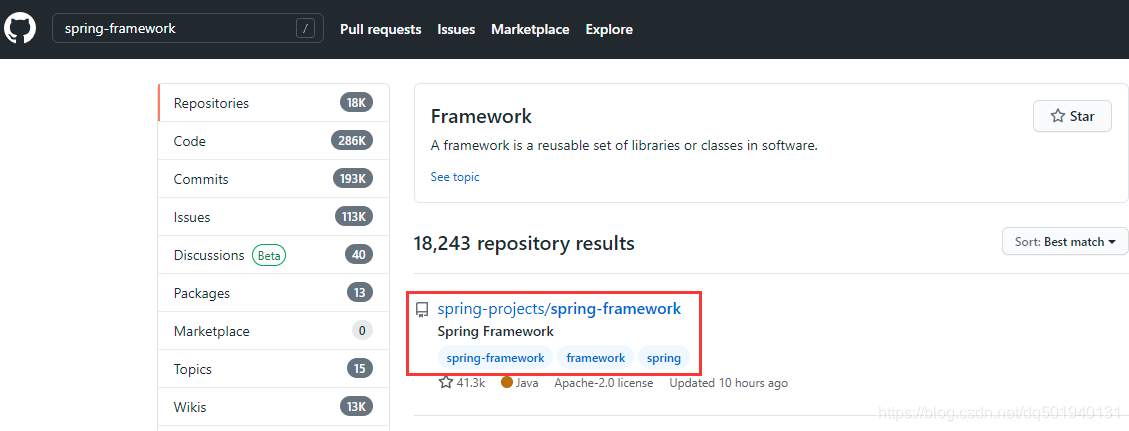 搜索spring-framework项目