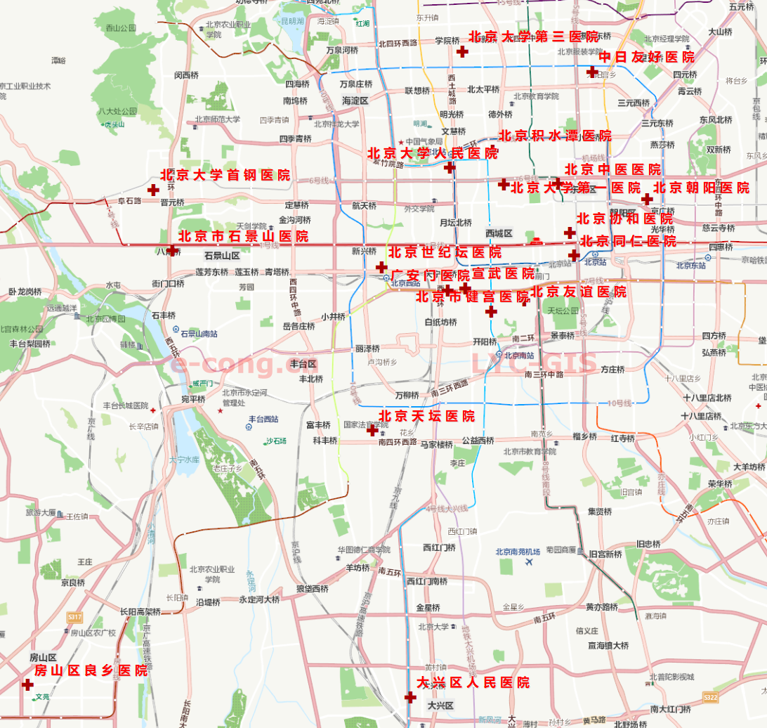 北京各大医院地图图片