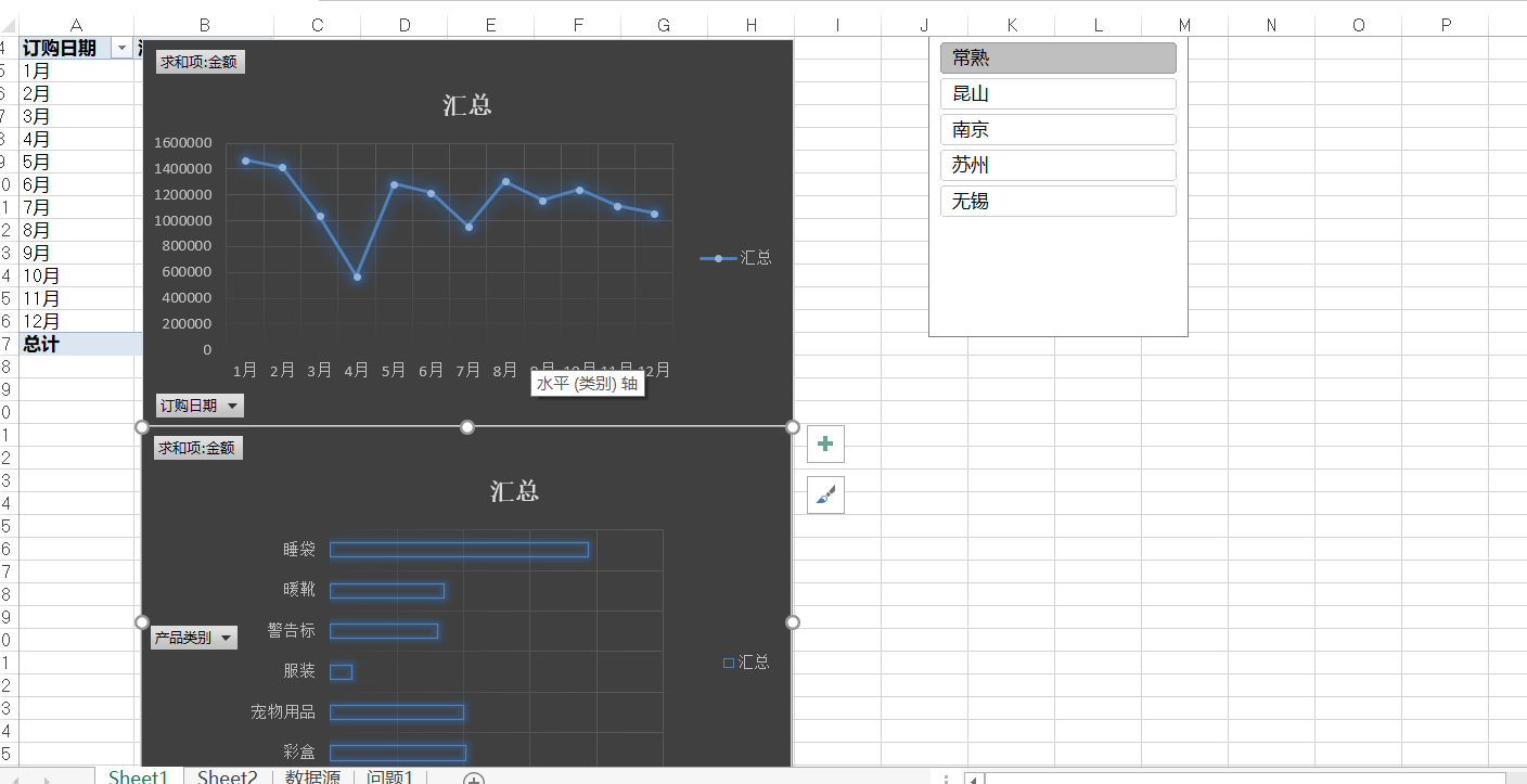 excel 切片器和透视图图片