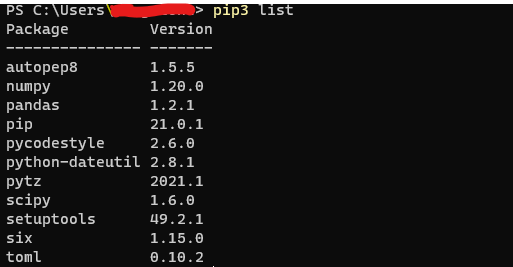 pip3 list