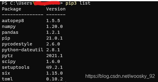 pip3 list