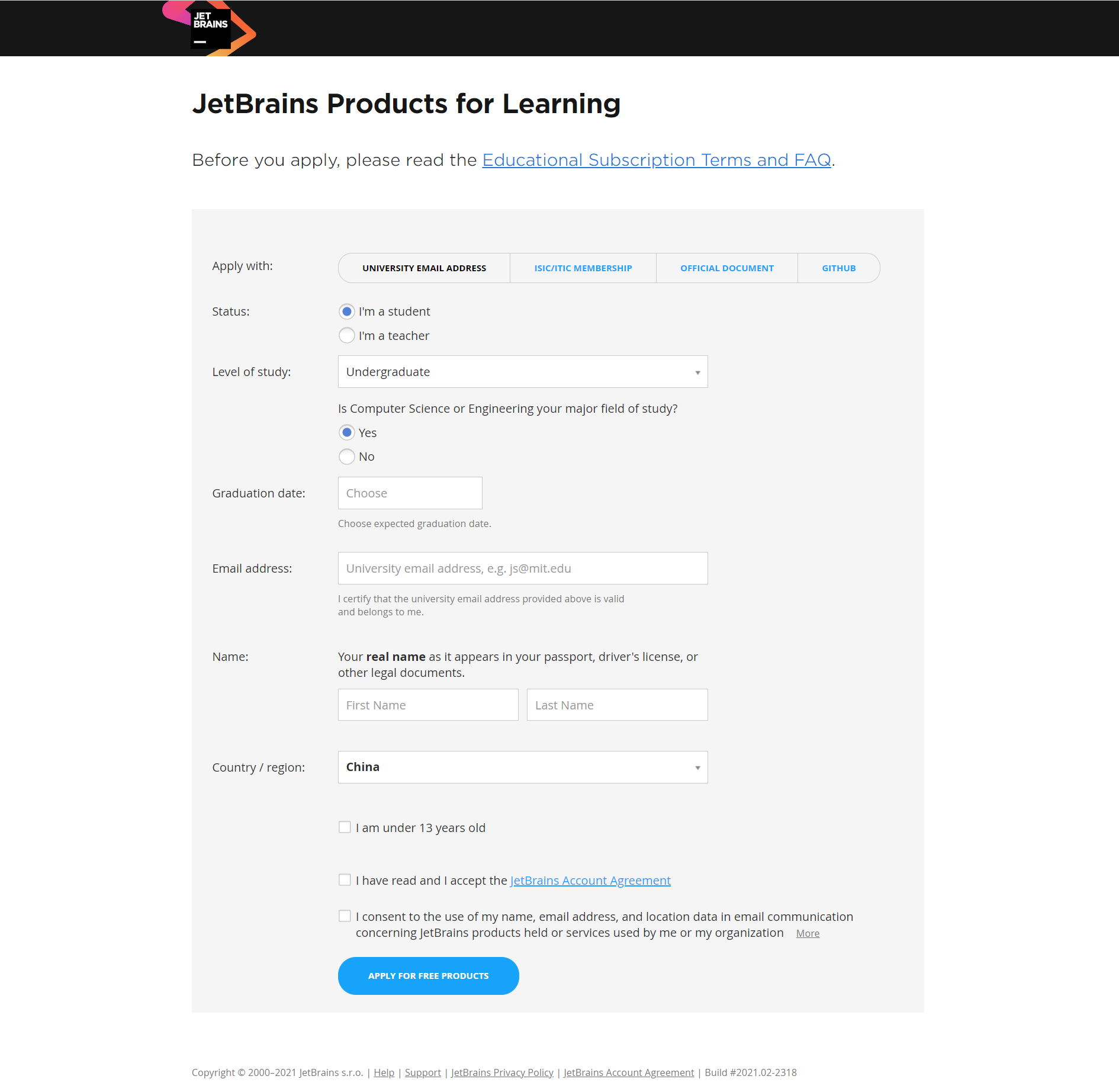 jetbrains student account after graduation