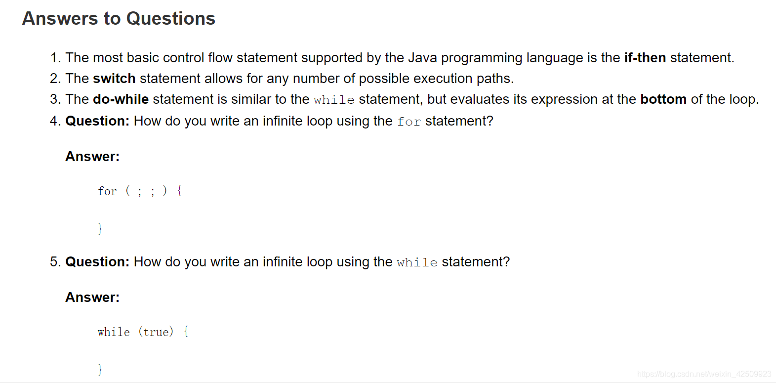 Java官方教程（五-6）Summary of Control Flow Statements（2021.2.8）