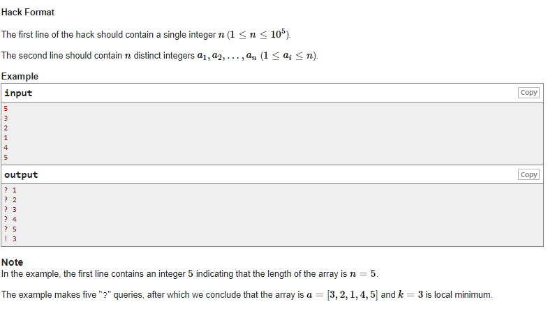 codeforces 1480 C Searching Local Minimum (交互题+二分)