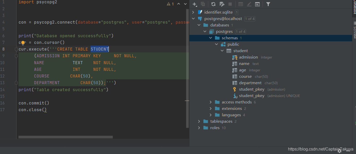 使用python进行PostgreSQL 数据库连接_python连接postgresql-CSDN博客