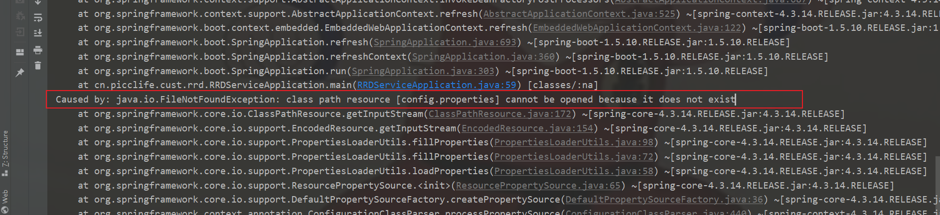 class path resource [config.properties] cannot be opened because it does not exist