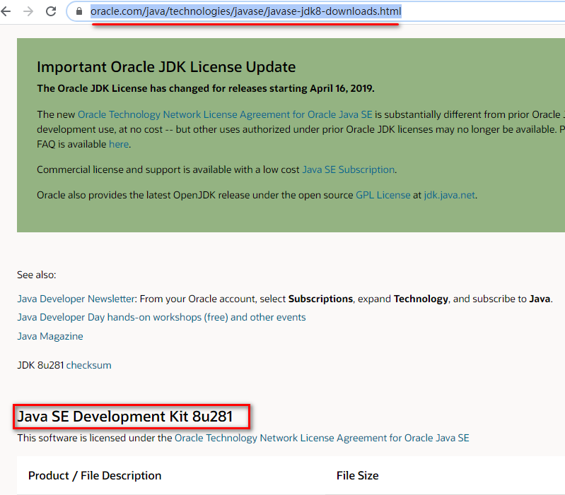 java se development kit 8u281
