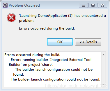 Eclipse运行程序报错: Errors running builder ‘Integrated External Tool Builder ...