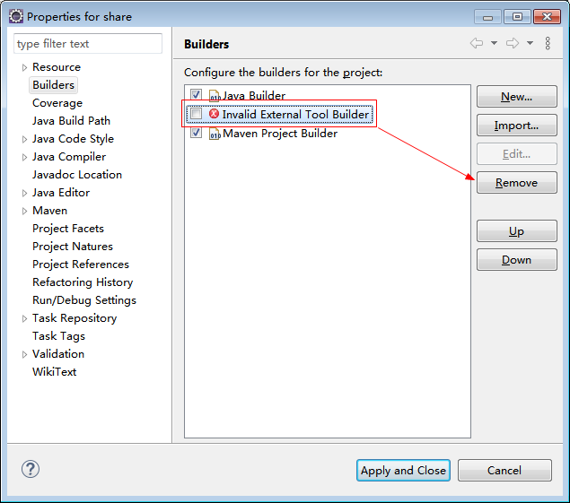 Eclipse运行程序报错: Errors running builder ‘Integrated External Tool Builder ...