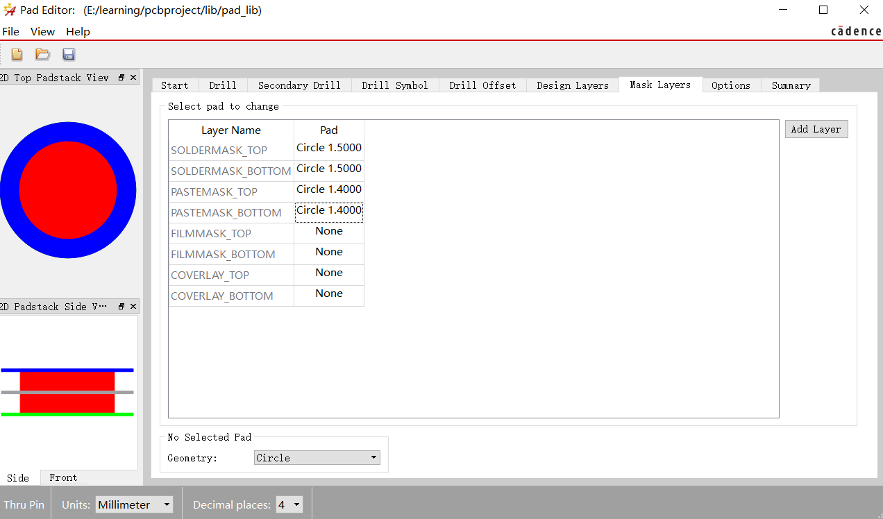 【Cadence17.2】Padstack Editor制作焊盘和过孔