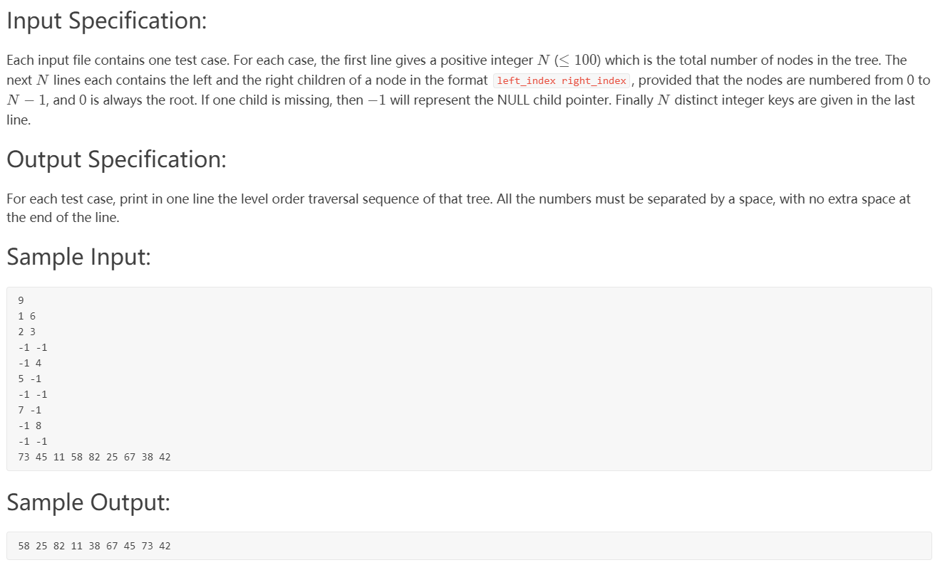 PTA 1099 Build A Binary Search Tree