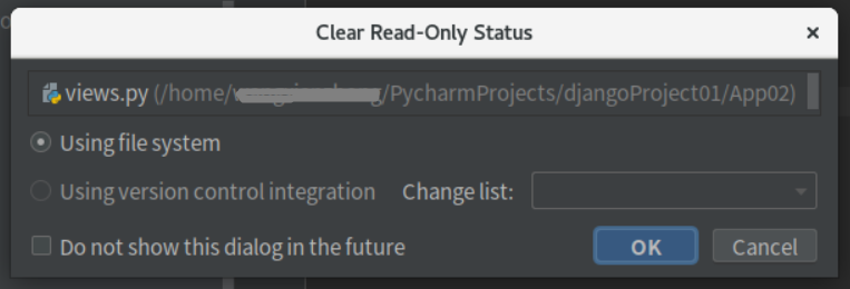 pycharm-centos-clear-read-only-status-failed-to-change-read-only