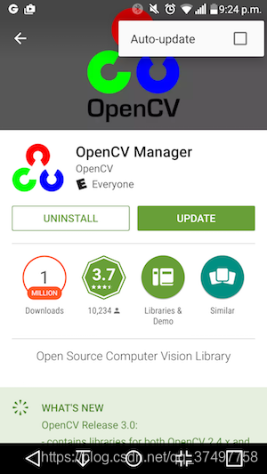 停用 OpenCV Manager 自动更新