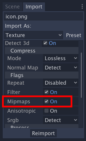 勾选这个Mipmaps